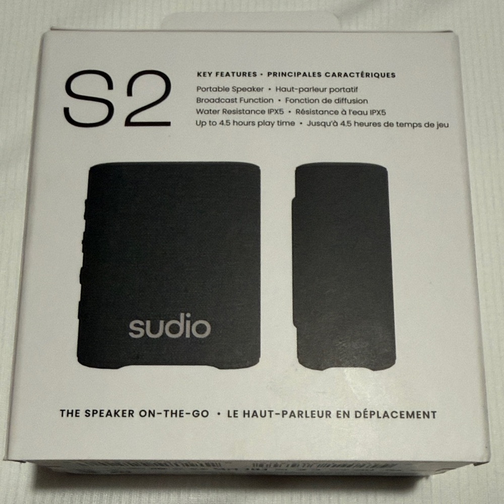 Sudio S2 Mini Portable Bluetooth Speaker - IPX5 Water Resistant NWT